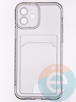 Накладка силиконовая с кардхолдером для Apple iPhone 12 прозрачная