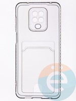 Накладка силиконовая с кардхолдером для Xiaomi Redmi Note 9 Pro/9S прозрачная