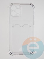 Накладка силиконовая с кардхолдером и усиленными углами для Apple iPhone 12 Pro прозрачная