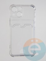 Накладка силиконовая с кардхолдером и усиленными углами для Apple iPhone 13 Mini прозрачная