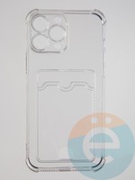 Накладка силиконовая с кардхолдером и усиленными углами для Apple iPhone 13 Pro Max прозрачная