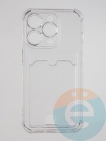 Накладка силиконовая с кардхолдером и усиленными углами для Apple iPhone 14 Pro прозрачная