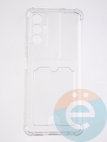 Накладка силиконовая с кардхолдером и усиленными углами для Tecno Pova 3 прозрачная