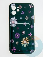 Накладка силиконовая Summer с кардхолдером для Apple iPhone 12 зеленая