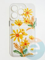 Накладка силиконовая Summer с кардхолдером для Apple iPhone 14 Pro бежевая
