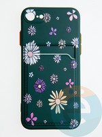 Накладка силиконовая Summer с кардхолдером для Apple iPhone 7/8/SE 2020 зеленая