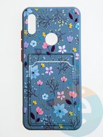 Накладка силиконовая Summer с кардхолдером для Huawei Y6 2019/Honor 8A синяя