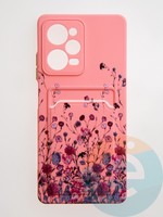 Накладка силиконовая Summer с кардхолдером для Poco X5 Pro розовая