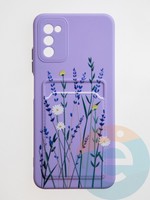 Накладка силиконовая Summer с кардхолдером для Samsung Galaxy A03S сиреневая