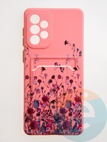 Накладка силиконовая Summer с кардхолдером для Samsung Galaxy A73 розовая