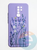 Накладка силиконовая Summer с кардхолдером для Xiaomi Redmi 9 сиреневая