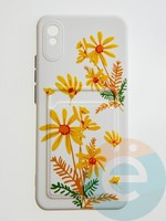 Накладка силиконовая Summer с кардхолдером для Xiaomi Redmi 9A бежевая