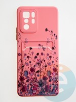 Накладка силиконовая Summer с кардхолдером для Xiaomi Redmi Note 10 Pro 5G розовая