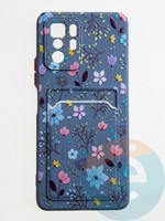 Накладка силиконовая Summer с кардхолдером для Xiaomi Redmi Note 10 Pro 5G синяя