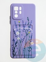 Накладка силиконовая Summer с кардхолдером для Xiaomi Redmi Note 10 Pro 5G сиреневая