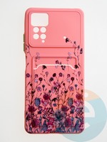 Накладка силиконовая Summer с кардхолдером для Xiaomi Redmi Note 11 Pro розовая