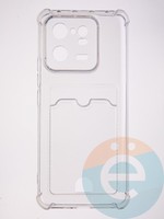 Накладка силиконовая с кардхолдером и усиленными углами для Xiaomi Mi 13 Pro прозрачная