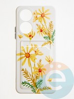 Накладка силиконовая Summer с кардхолдером для Huawei Honor X7 бежевая