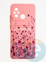 Накладка силиконовая Summer с кардхолдером для Xiaomi Redmi 12C/Poco C55 розовая