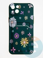 Накладка силиконовая Summer с кардхолдером для Apple iPhone 15 Ultra зеленая