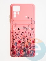 Накладка силиконовая Summer с кардхолдером для Xiaomi Redmi Note 12S розовая