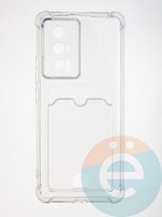 Накладка силиконовая с кардхолдером и усиленными углами для Poco F5 Pro прозрачная