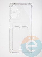 Накладка силиконовая с кардхолдером и усиленными углами для Poco F5 прозрачная