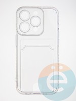 Накладка силиконовая с кардхолдером для Apple iPhone 15 Pro прозрачная