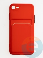Накладка силиконовая Winter с кардхолдером для Apple iPhone 7/8/SE 2020 красная