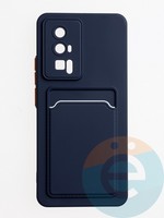 Накладка силиконовая Winter с кардхолдером для Poco F5 Pro синяя