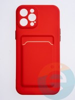 Накладка силиконовая Winter с кардхолдером для Apple iPhone 12 Pro Max красная