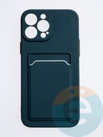 Накладка силиконовая Winter с кардхолдером для Apple iPhone 13 Pro Max зеленая