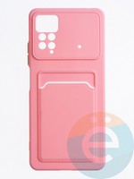 Накладка силиконовая Winter с кардхолдером для Xiaomi Redmi Note 11 Pro розовая