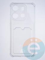Накладка силиконовая с кардхолдером и усиленными углами для Tecno Spark GO 2023 прозрачная