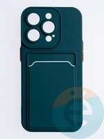 Накладка силиконовая Winter с кардхолдером для Apple iPhone 14 Pro зеленая