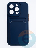 Накладка силиконовая Winter с кардхолдером для Apple iPhone 14 Pro синяя