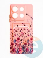 Накладка силиконовая Summer с кардхолдером для Xiaomi Redmi Note 13 розовая
