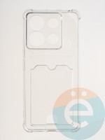 Накладка силиконовая с кардхолдером и усиленными углами для Xiaomi Redmi Note 13 Pro прозрачная