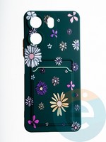 Накладка силиконовая Summer с кардхолдером для Xiaomi Redmi 13C зеленая