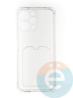 Накладка силиконовая с кардхолдером и усиленными углами для Poco M6 Pro 5G прозрачная