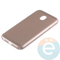 Накладка пластиковая перфорированная на Samsung Galaxy J3 SM-J330 (2017) золотистая